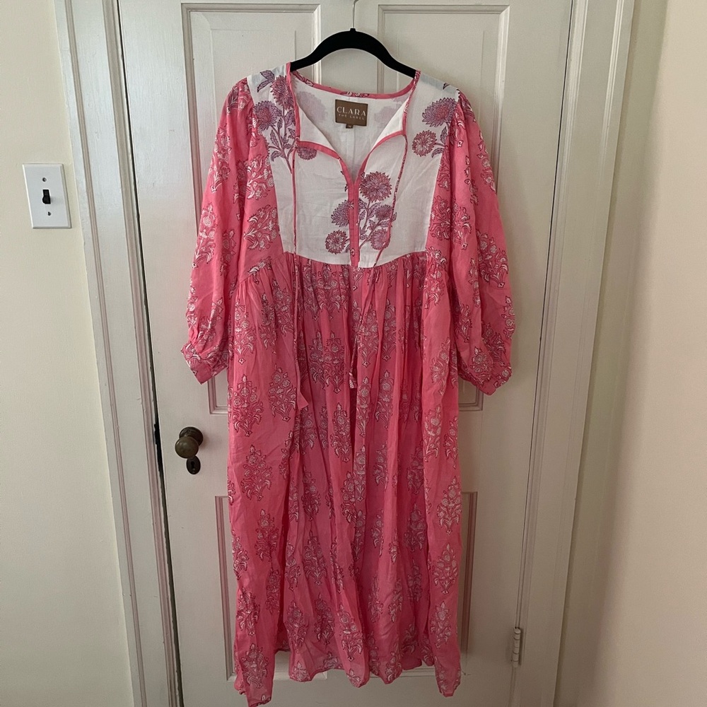 Victoria Dunn Pink Floral Long Sleeve Dress
